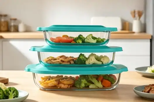 Portable Glass Food Containers with Lids for Work and School Lunch